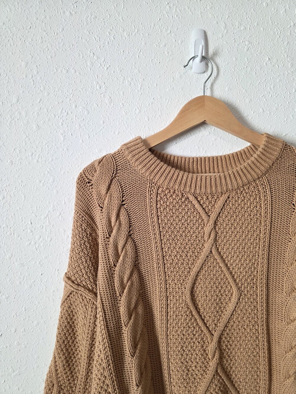 Quince Camel Cable Knit Cotton Sweater XL - Picture 5 of 9